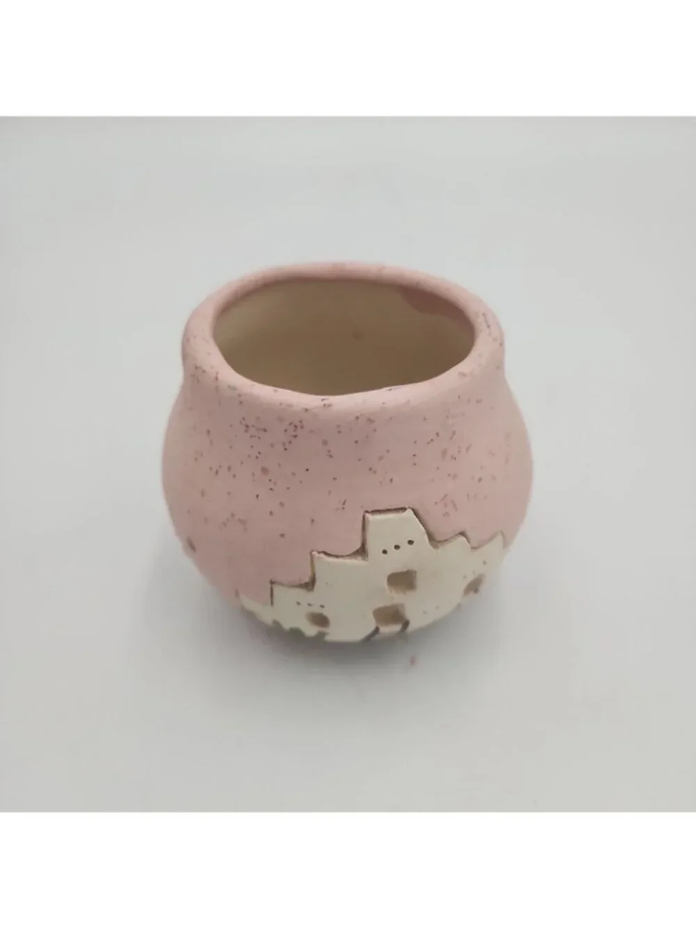 Vintage 90s Southwest Pottery Vase Desert Pastel Pink 2